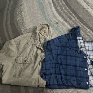 Daniel Cremieux Blue Plaid and Beige Button-Down Shirts